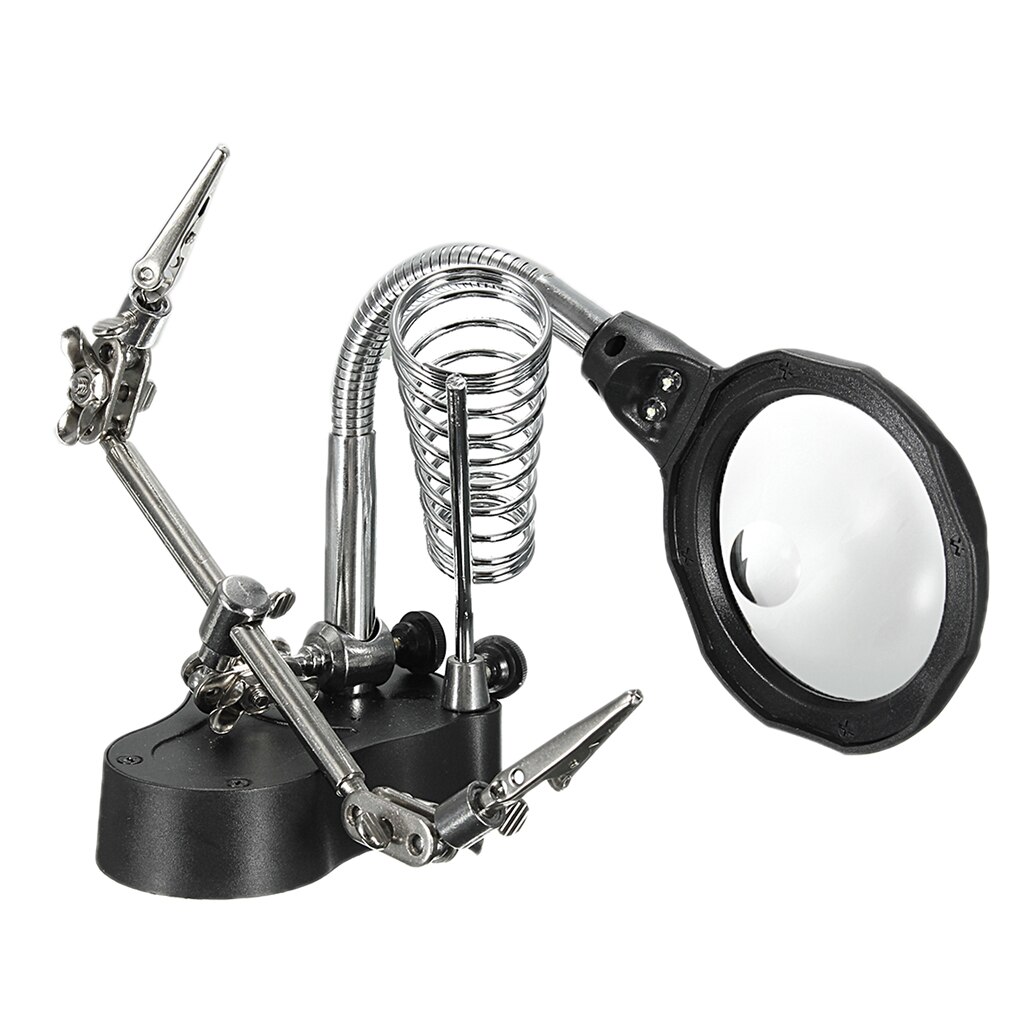 Helping Hands Magnifier Glass Stand with LED,Perfect for Soldering,Crafting~