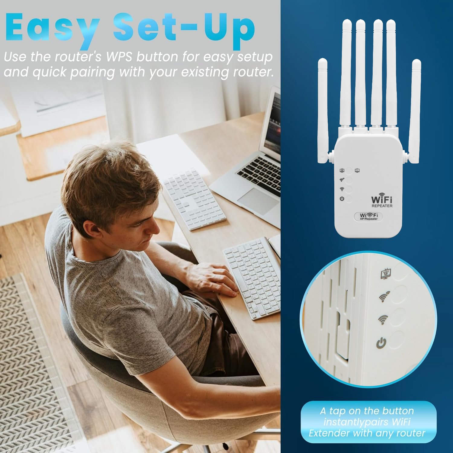 1200Mbps Draadloze WIFI Repeater WiFi Extender Signaalversterker Dual-band 2,4GHz/5GHz WiFi Enhancer voor thuis en klein kantoor