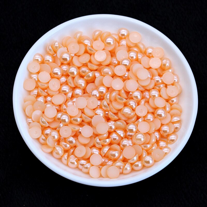 2mm 5000 Uds. Perlas falsas de respaldo plano ABS-Ropa y costura de diamantes de imitación de perlas-Scrapbooking confección de tarjetas perlas: 1-Orange