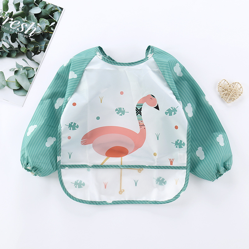 0-3Y Cartoon animali bavaglini per bambini bavaglino per bambini grembiule a maniche lunghe impermeabile per bambini alimentazione Burp panni bavaglino roba per bambini: 6
