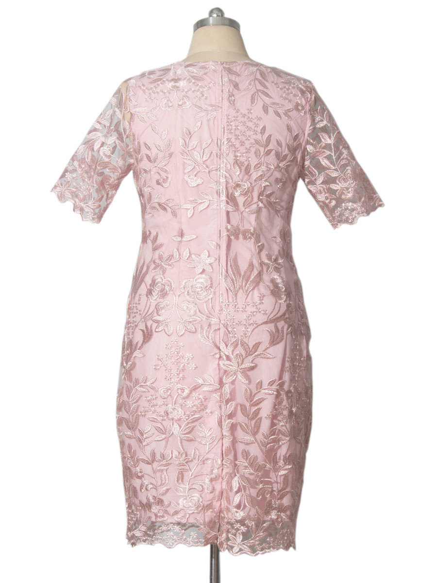 Vestidos de verano de talla grande 4xl 5xl para invitados de boda, vestidos de formales ajustados elegantes florales de encaje de manga corta para mujer