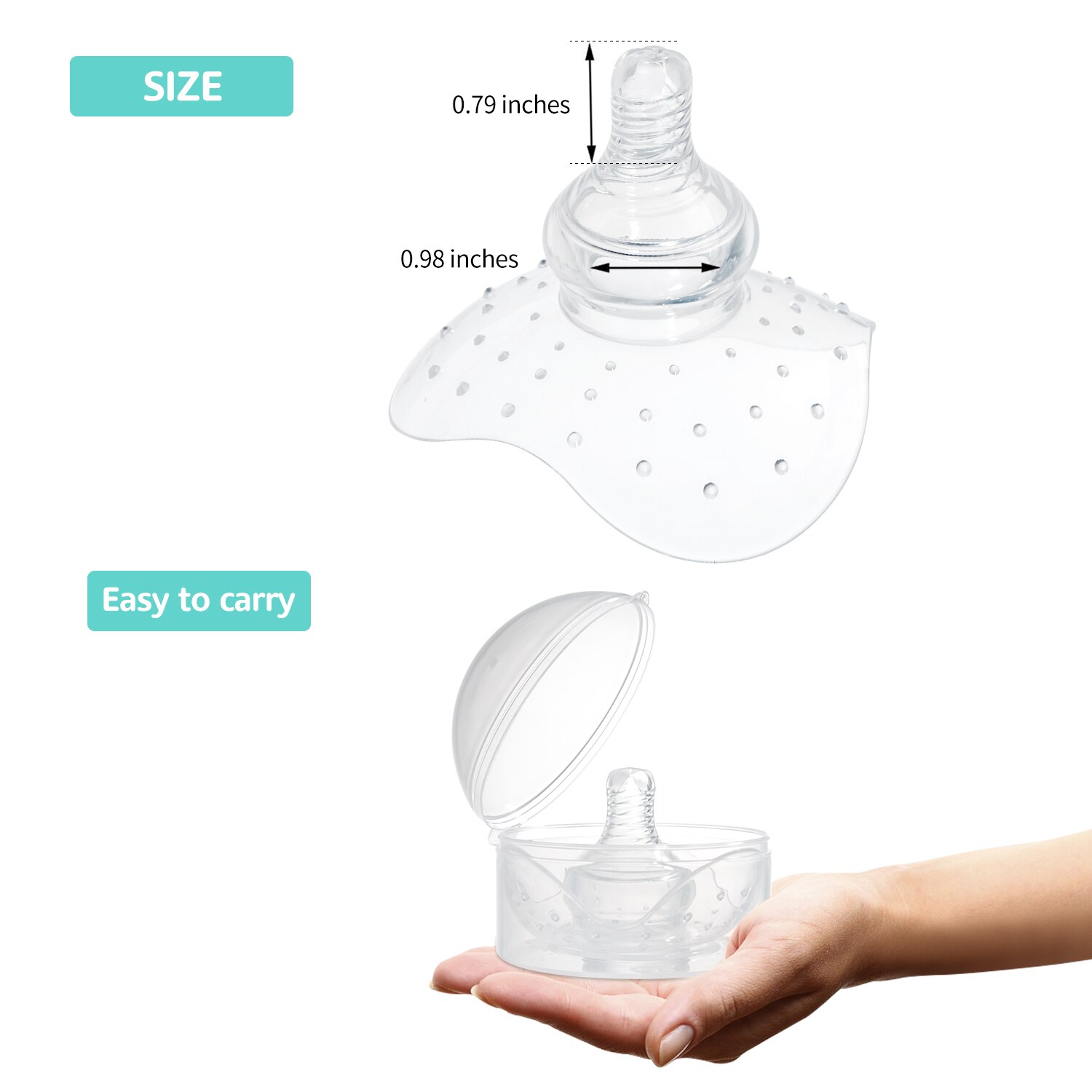 Contact Nipple Shield,1-Pack Ultra-Thin Nippleshield for Breastfeeding with Latch Difficulties or Flat or Inverted Nipples