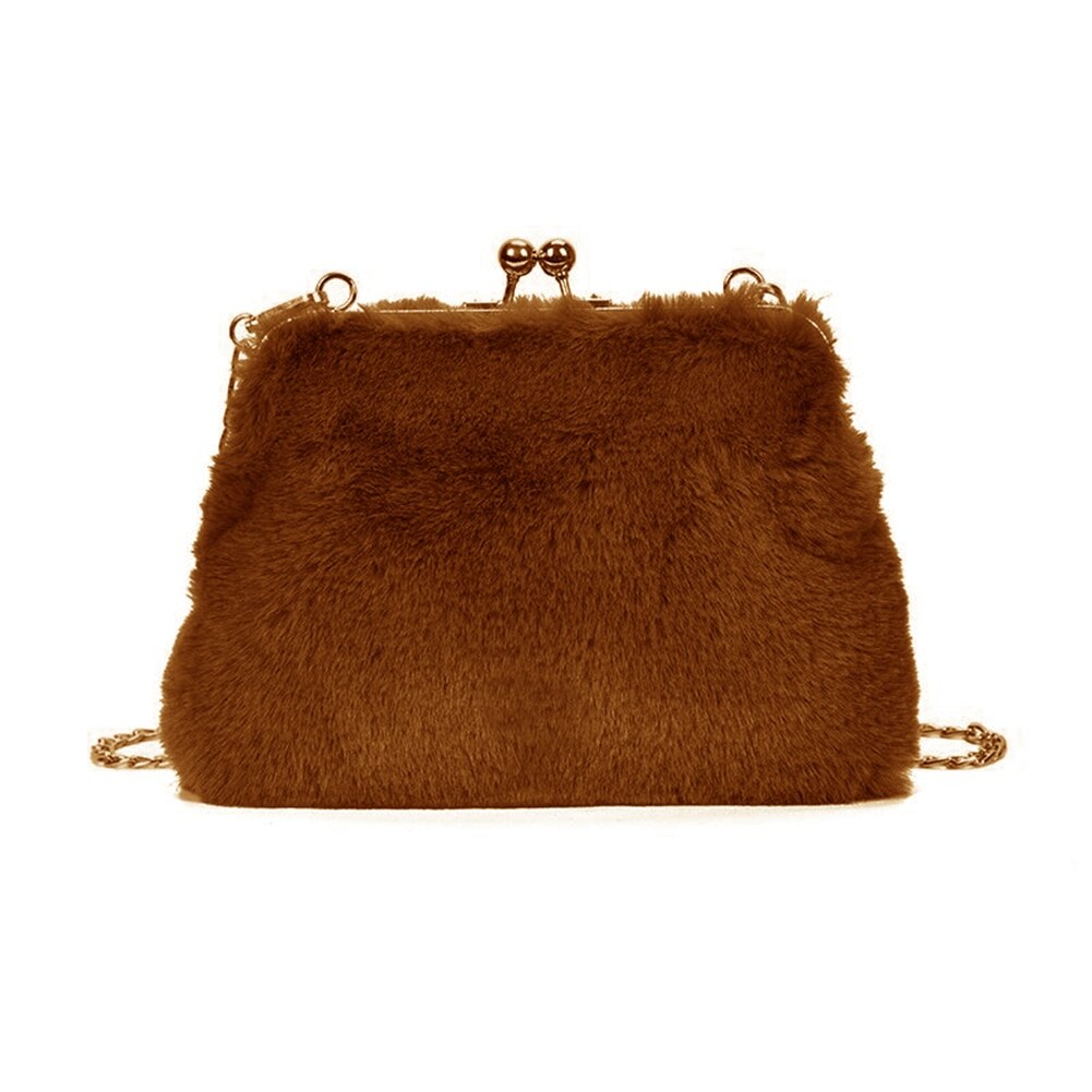 Leuke Pluche Kleine Vierkante Tas Vrouwen Handtas Casual Purse Chain Mobiele Telefoon Schouder Messenger tassen: Licht Bruin