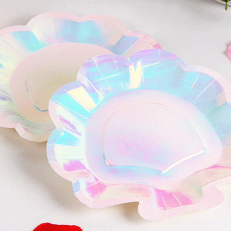 12 stuks iriserende schelp papieren borden feestservies servies zeemeermin thema festival voor babyshower bruiloft feestbenodigdheden