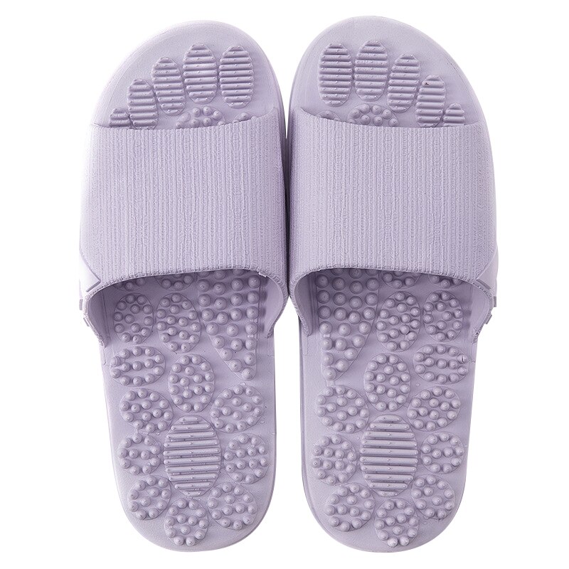 Sommartofflor inomhus halkfria massageskor unisex solid mjuk botten par tofflor hem sandaler män massagepunkt: Ljuslila / 40-41