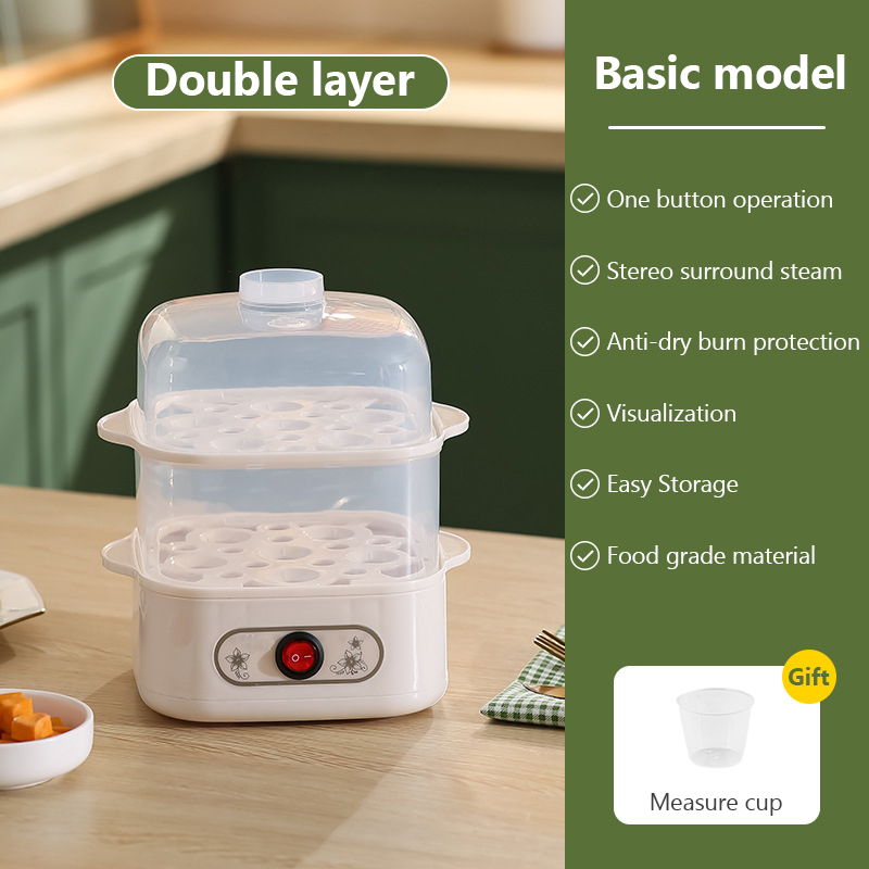 Mini Food Steamer Multi-layer combination Egg Boiler Food Warmer Rice cooker Dry burning Prevention Auto-off Eggtart making Tool: Yellow