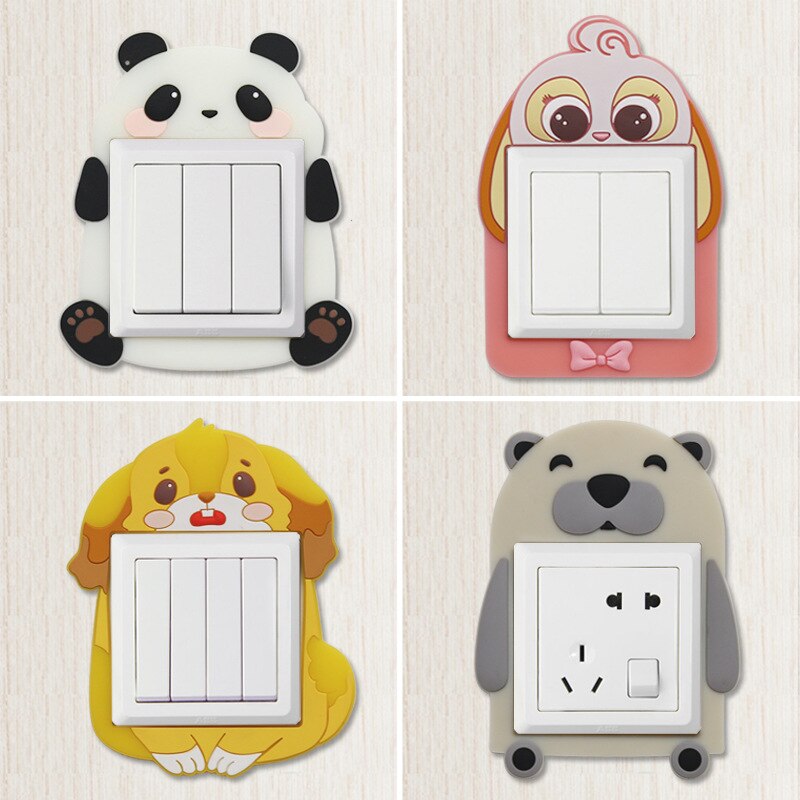 1pcs Cute Cartoon 3D Wall Silicon on Switch Stickers Children Luminous Switch Light Home Decoration