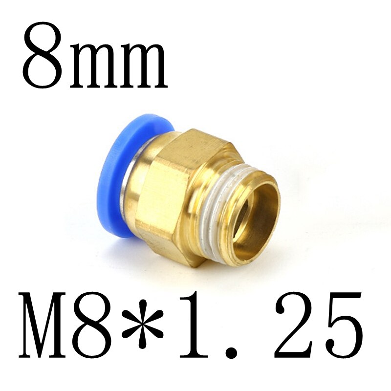 8mm Tube To M5 M6 M8 M10 M12 M14 M16 M20 Male Thread Straight One Touch Air Pneumatic Push In Pipe Fitting Quick Connector: PC8-M8x1.25