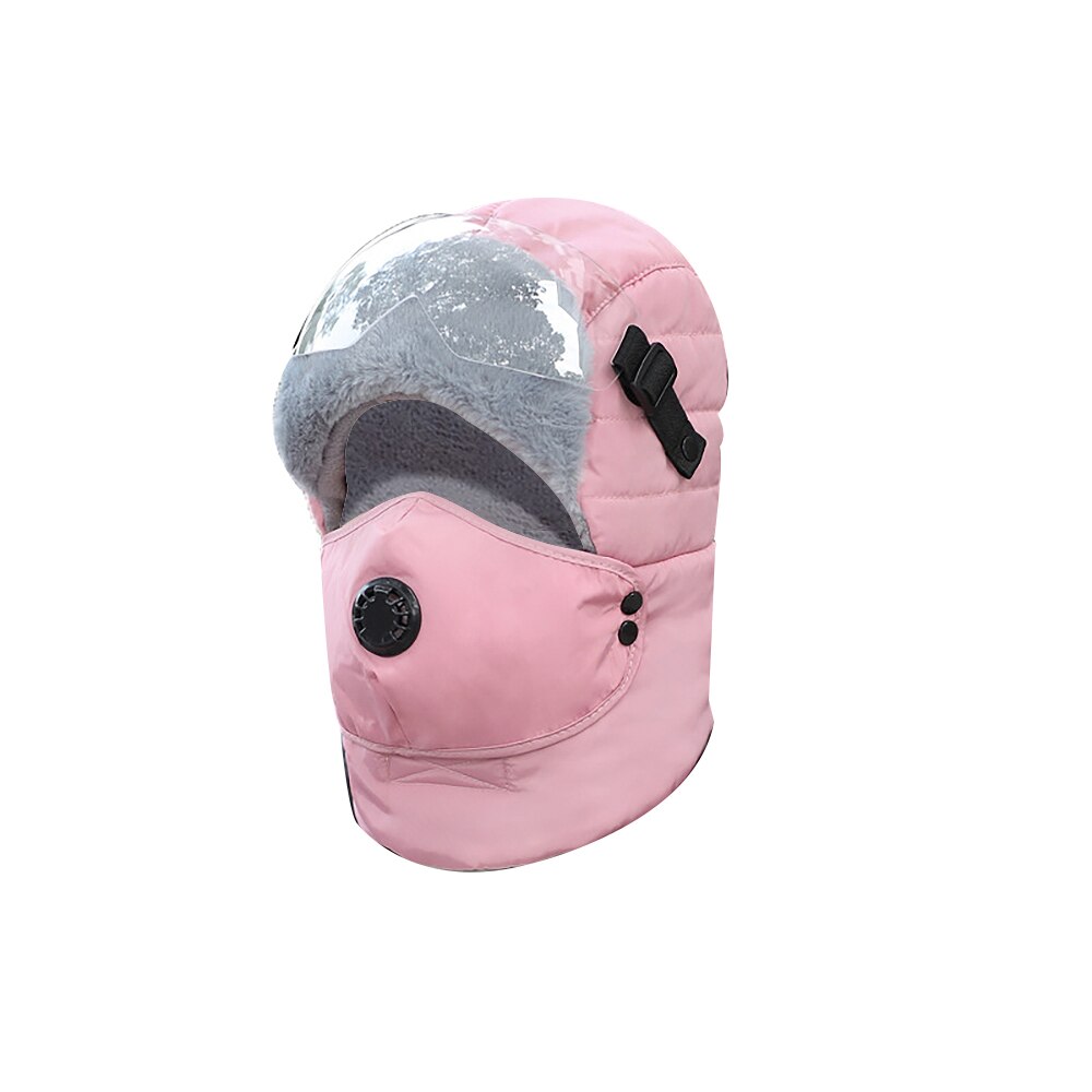 Winter warme muts heren bovenkleding waterdichte capuchon muts met bril bivakmuts originele winddichte zachte ski oor muts: Roze