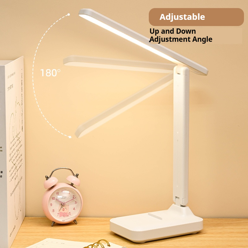 Skrivebordslampe ledet-berøringsbryter hvit sammenleggbar skrivebordslampe soverom nattbordslampe arbeidsrom lesing øyepleie nattlampe usb-plugg dimbar hvit