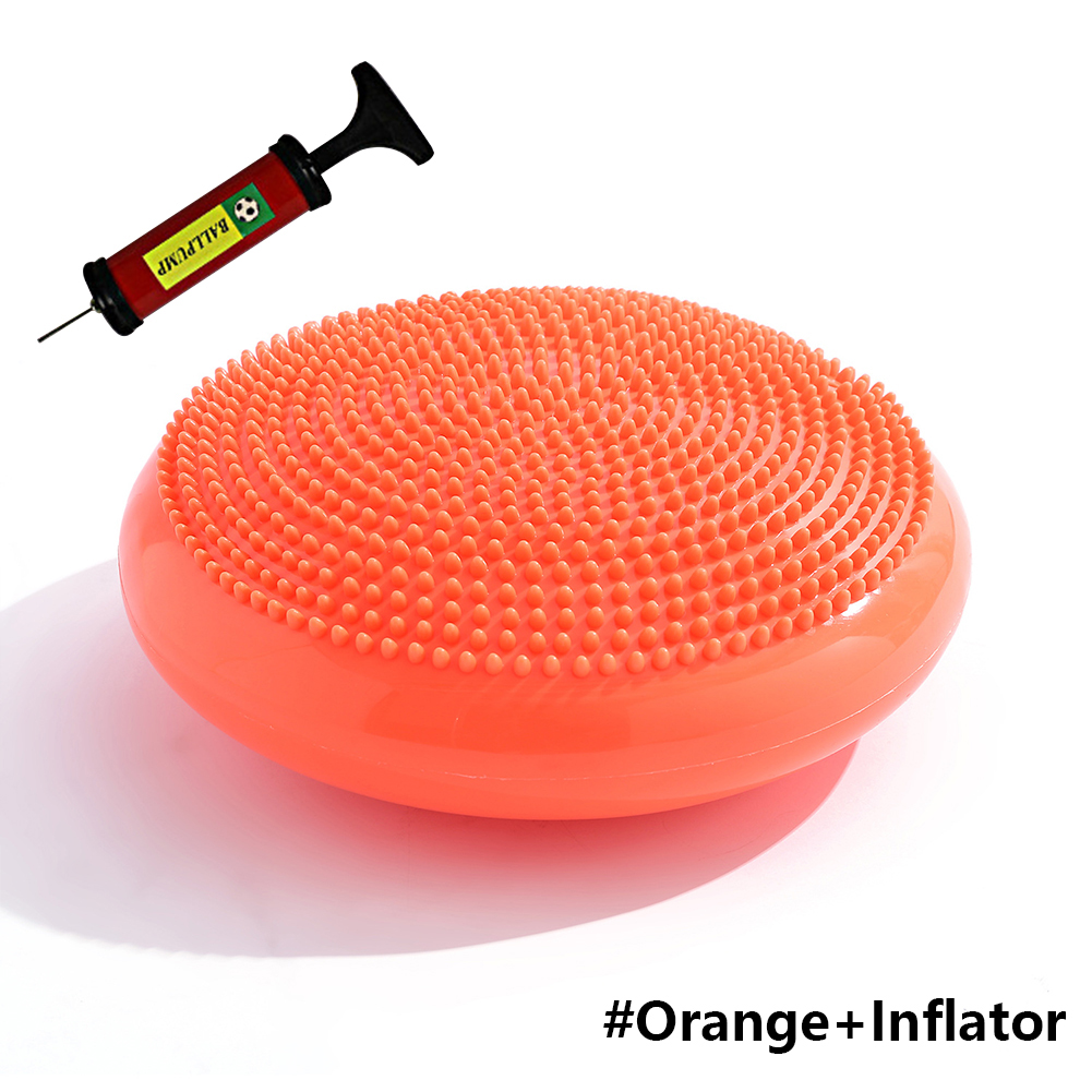 Bolas de Yoga inflables duraderas, almohadilla de masaje para deportes, gimnasio, Fitness, disco de equilibrio, esterilla de cojín de equilibrio de estabilidad: Naranja