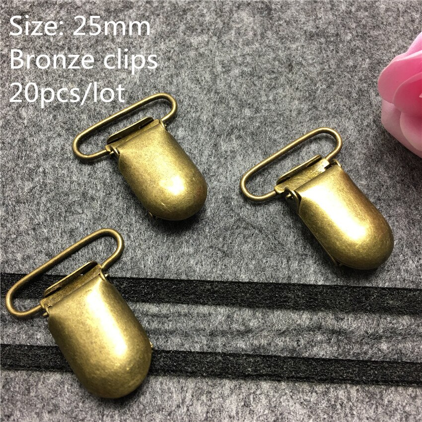 20 stk/parti metal bronze farve krog sut strømpebånd clips sele clips 25mm