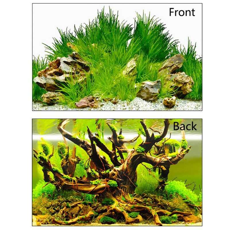 Fish Tank Background Painting Paper 3D Double-sided Ocean Landscape Poster Decorative Stickers Aquarium Decals 85WC: 3