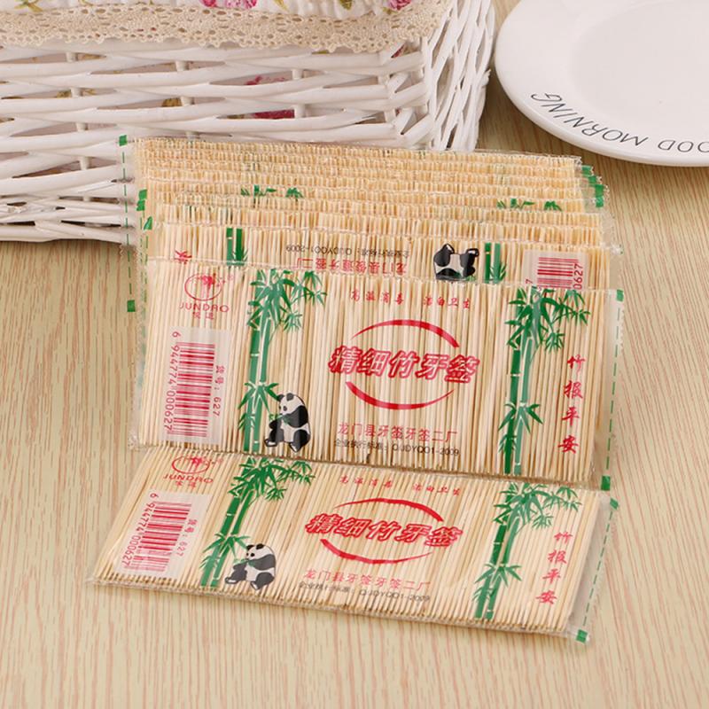 200 Stks/doos Bamboe Tandenstoker Wegwerp Natuurlijke Tandenstokers Familie Restaurant Accessoires Fruit Enkele Sharp Tooth Sticks