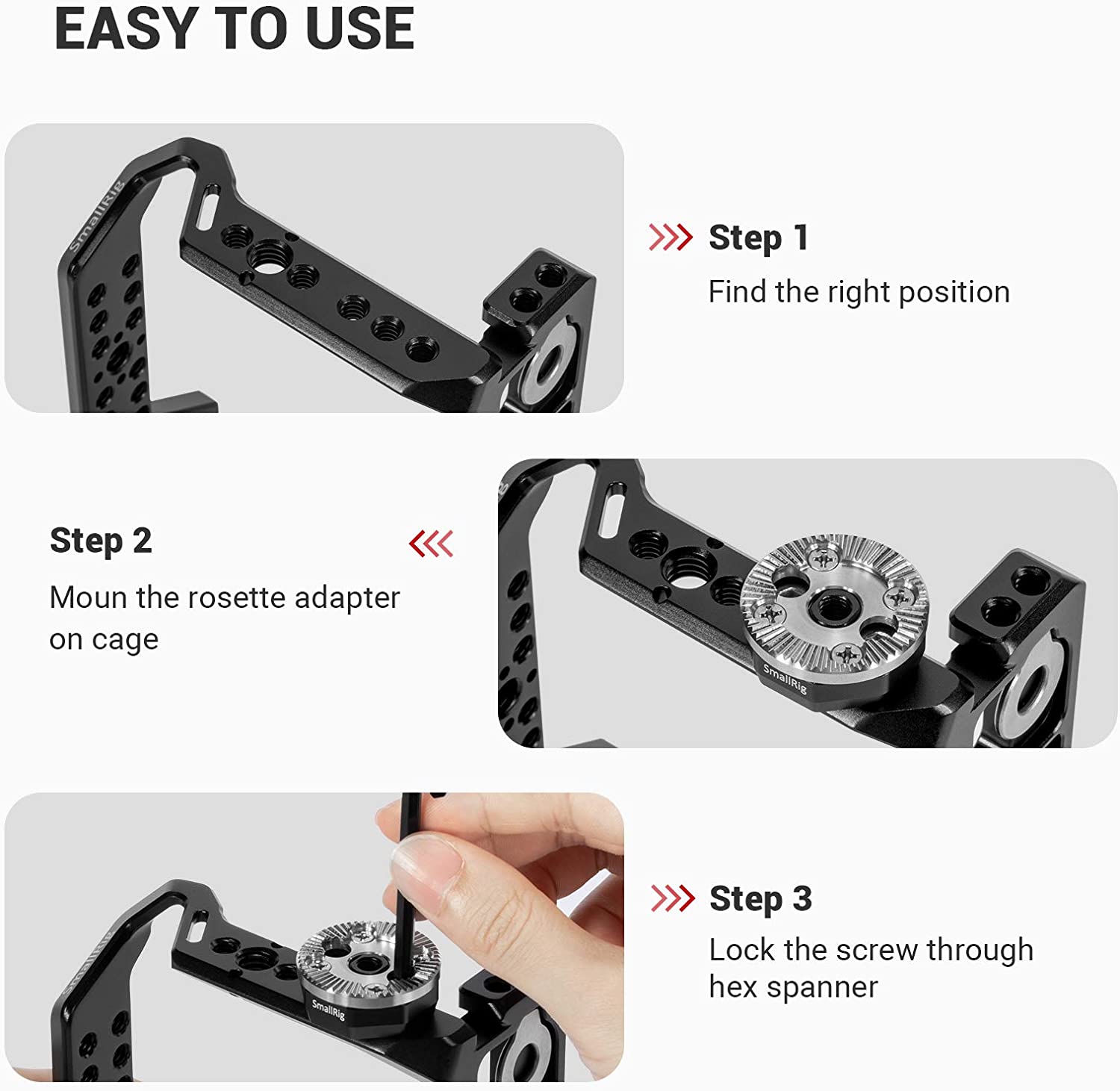 SmallRig Arri Standard Rosette Bolt-On Mount (M6 Thread) for Rosette Side Handle Monitor Holder Attach for Camera Cage 2804
