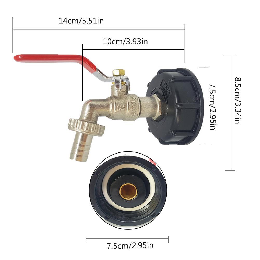 Dubbele Tap 1000 Liter Ibc Watertank Connector Adapter Tap Vervanging Regenwater Tank Adapter Voor Thuis Tuin Water Connectors: Red