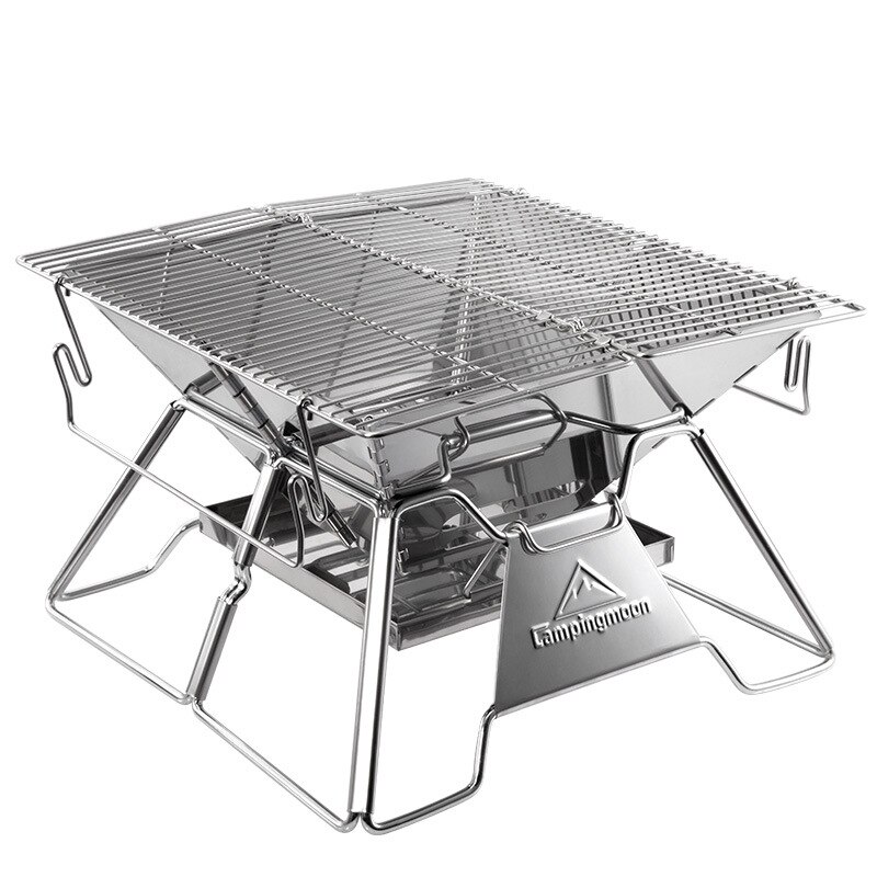 Family BBQ Grill 2-4 Person Outdoor Campingmoon MT-2 Stainless Steel BBQ Grill Portable Folding Grill Stove