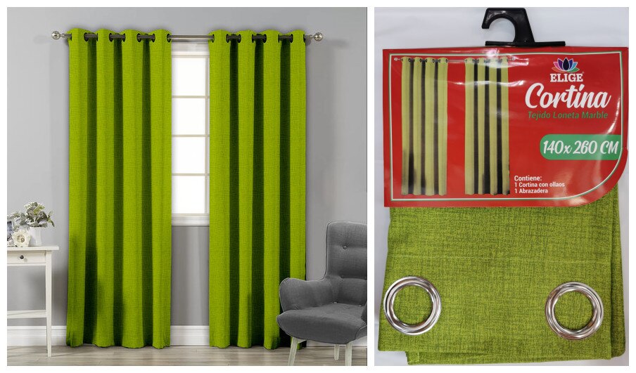 Cortinas Opacas Salón Modernas Aislantes Térmicas para Dormitorio 1 Pieza 140 x 260 cm ADP Home: Verde claro
