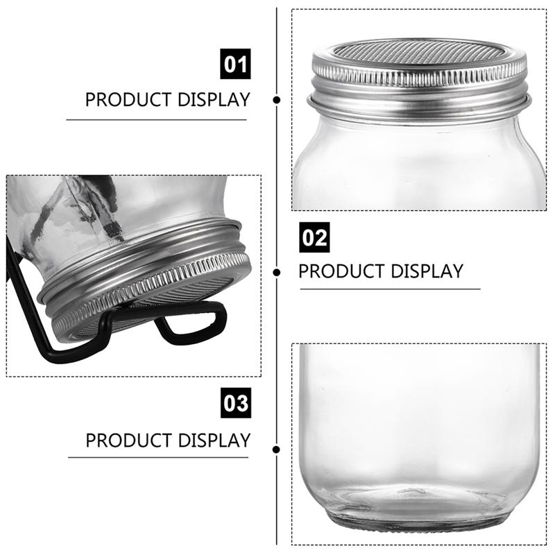 2 Sets 500ml Glass Sprouter Jar Seeds Sprouting Jar Kit For Home Kitchen Garden Mason Sprouting Jar Kit With Lid And Rack