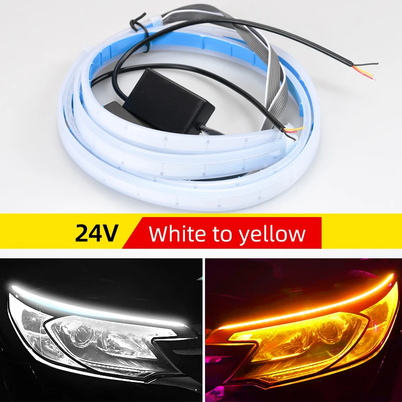 2 Stück 24 V LED-LKW-Licht 30 cm 45 cm 60 cm 70 cm Auto-Tagfahrlicht Dekor Lampenleiste mit gelber Lenkfunktion Signallampe: Blau / 5000k