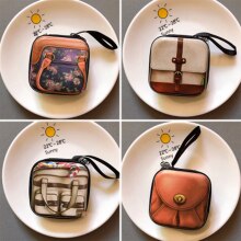 Creatieve Afdrukken Blik Portemonnee Draagbare Oortelefoon Tas Retro Stijl Vierkante Portemonnee Mini Sleutel Case Coin Opbergtas