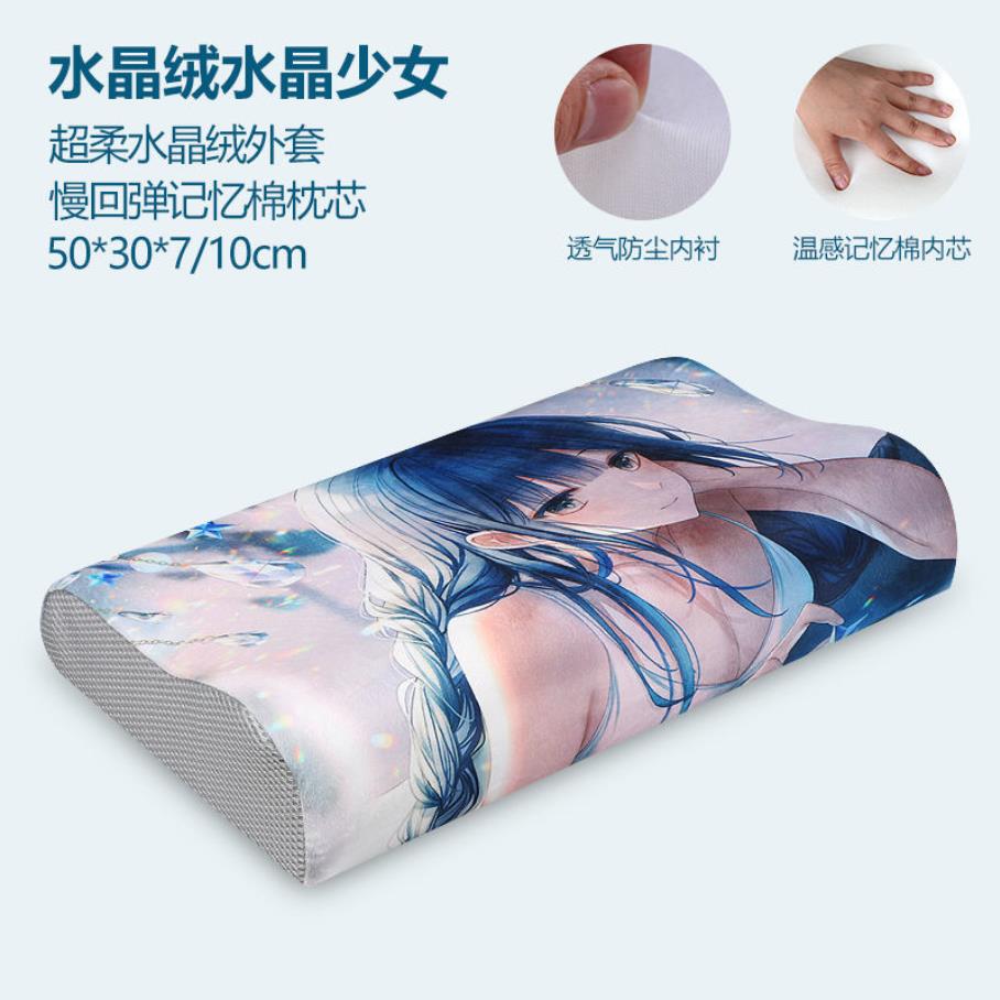 Memory Foam Bed Orthopedisch Kussen Voor Nekpijn Slapen Gezondheid Met Geborduurde Fijne Fluwelen Kussensloop Thuis 60*30Cm top F0436: 18