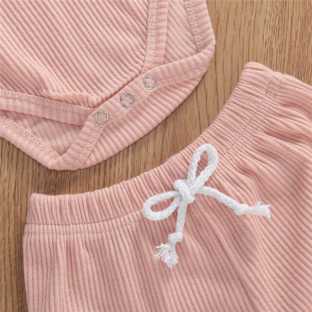 0-18m 3 st bebis flickor pojkar ribbade kläder set bebis pojke flicka ren färg kortärmade romper toppar+shorts byxor