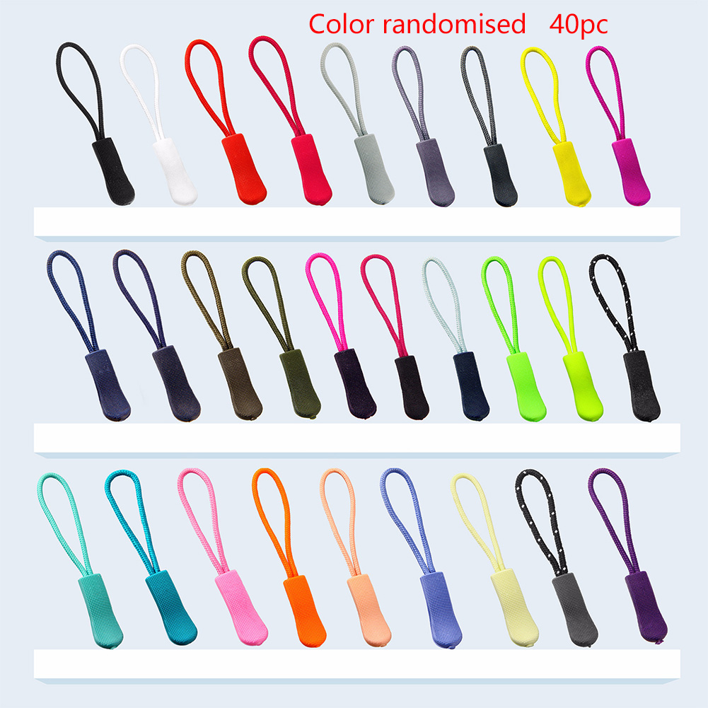 40pcs Zipper Pull Replacement DIY Extension Strap Clothing Luggage Lariat Zip Tag Backpack Slider Ends Lock Flexible PVC Sewing