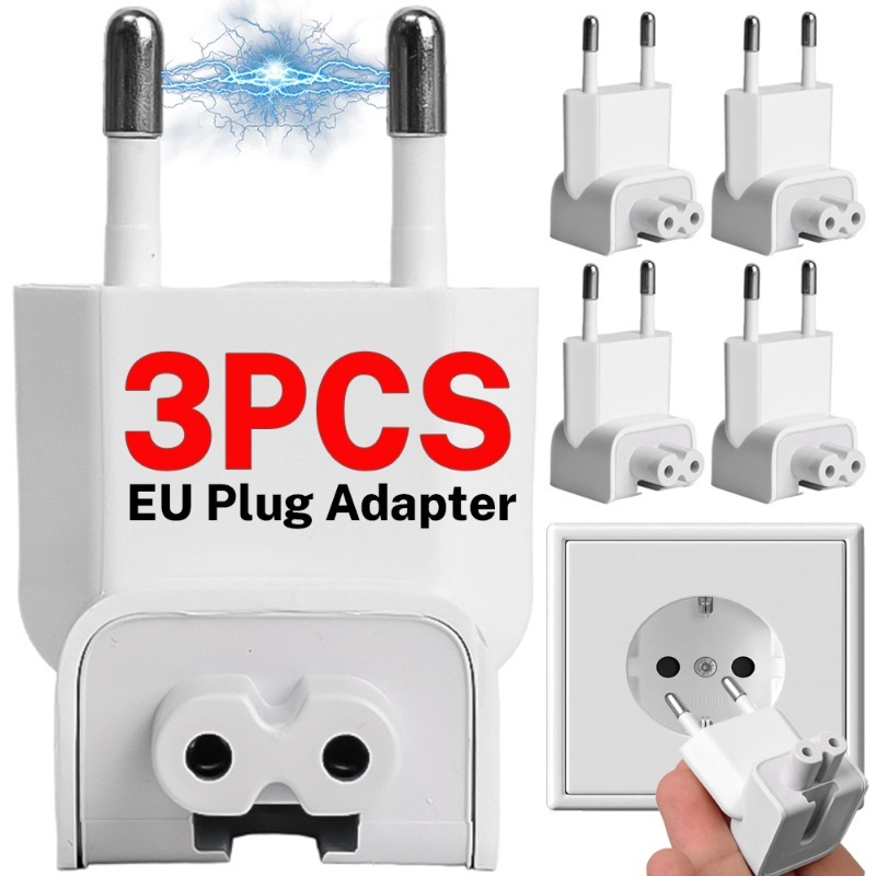 3-1PCS EU Plug Adapter 6A Fast Charging Travel Wall EU AC Chargers for Laptop Apple Macbook Air Pro Duck Head Outlet Converters