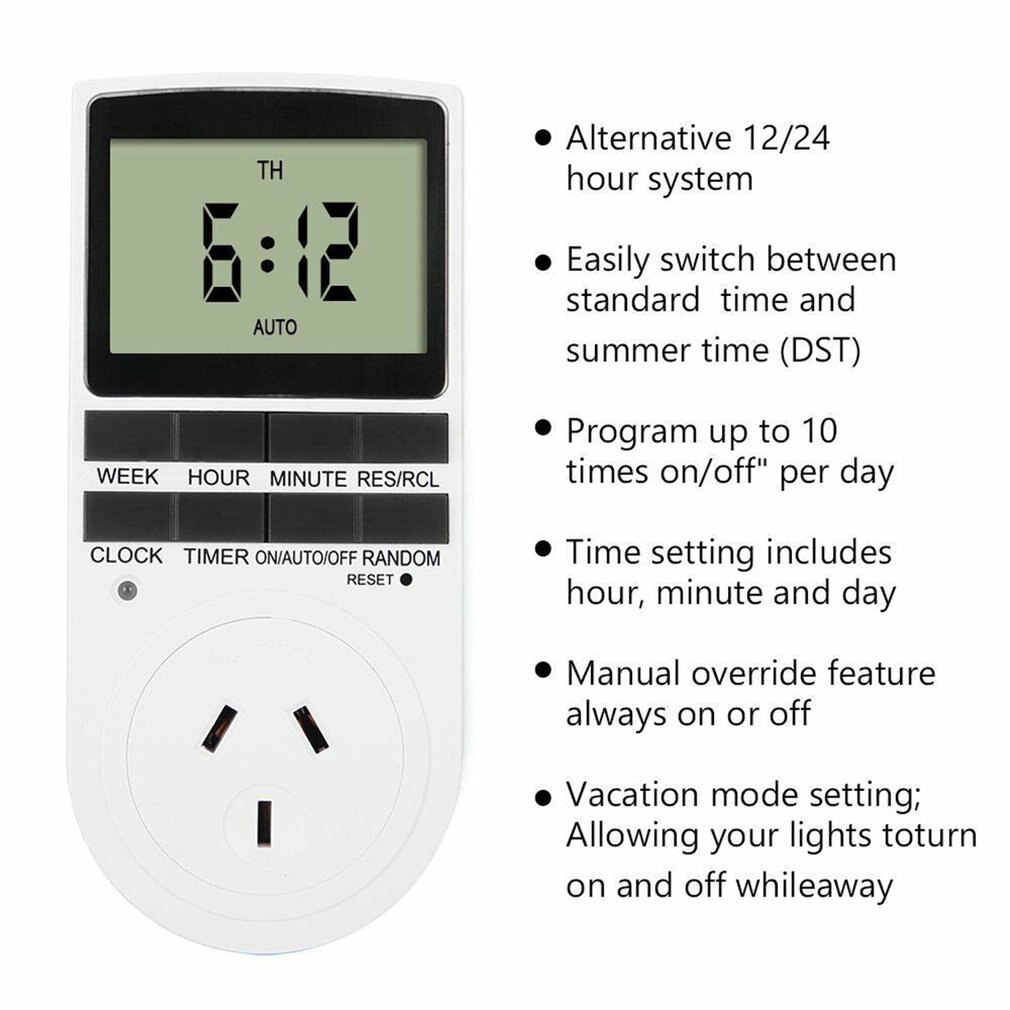Elektronische Digitale Timer Schalter AU Stecker Küche Timer Outlet 240V 7 Tag 12/24 Stunde Programmierbare Timing Buchse