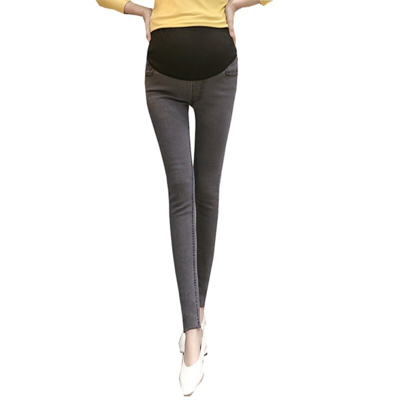 Forårs gravide bukser blyantbukser high stretch jeans koreanske gravide kvinder ni-punkts mavebukser graviditetstøj