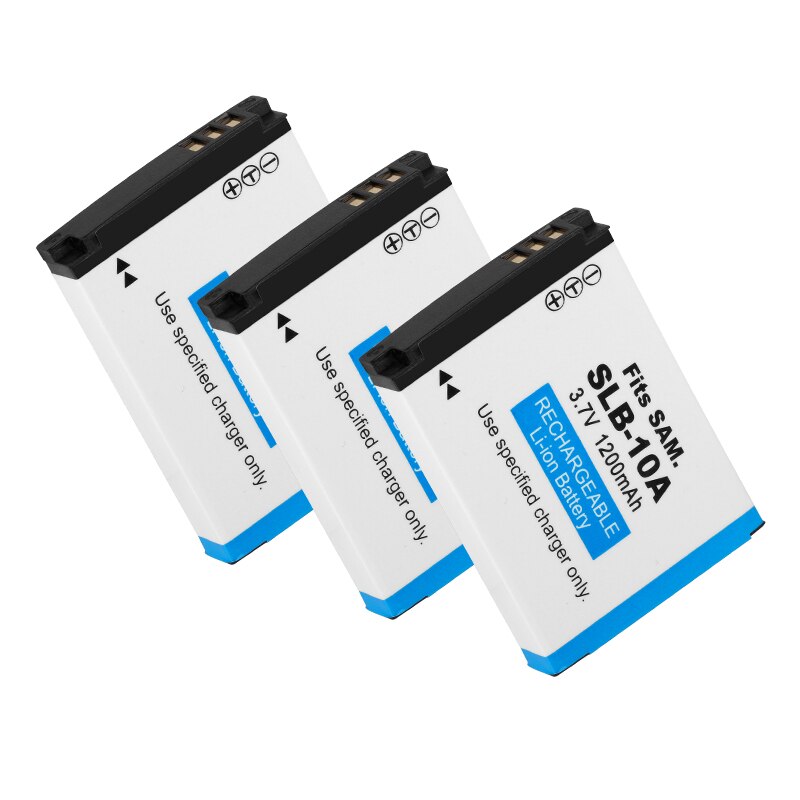 Batteria della macchina fotografica di SLB-10A SLB 10A 1200mAh per le batterie di Samsung PL50 60 65 800 SL820 WB500 WB550 HZ10W esso100 L100 L110 L200 L210: 3batteria
