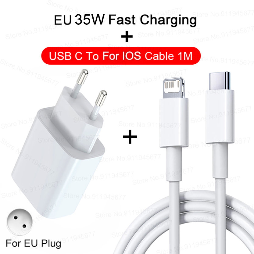 PD 35W Schnellladegerät für iPhone 11 12 13 14 15 Pro Max Schnellladekabel für iPhone 15 Plus USB Typ C Datenleitung Telefonladegerät: IL
