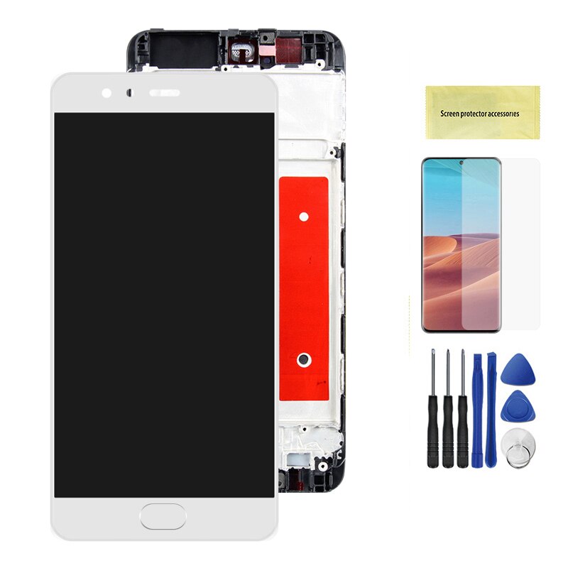 5.1Original DISPL For Huawei P10 LCD Display with Fingerprint Touch Screen Digitizer Assembly For HWP10 Replacement Parts VTRL29: WH withFrame FingerP