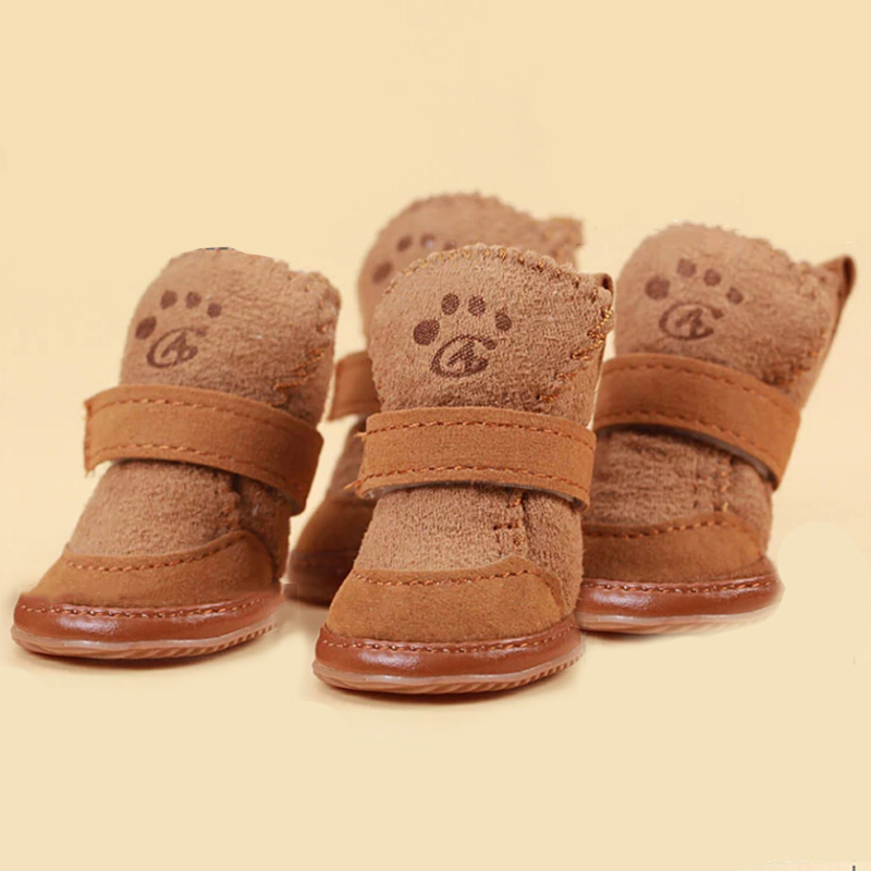 Leuke Zachte Bodem Comfortabele antislip Winter Hond Schoenen Waterdicht Voor Kleine Honden Huisdier Warm Bruin Roze hond sokken huisdier Favoriete: Brown / XL