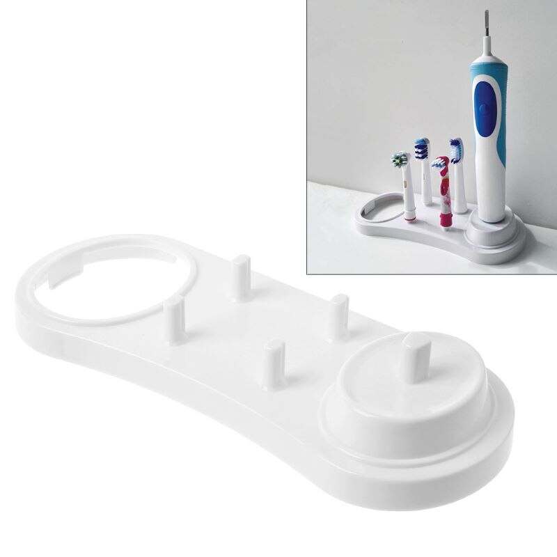 Elektrisk tandbørsteholder til badeværelsesbørstehoved til at holde 4 børstehoveder og 1 tandbørste og 1 oplader