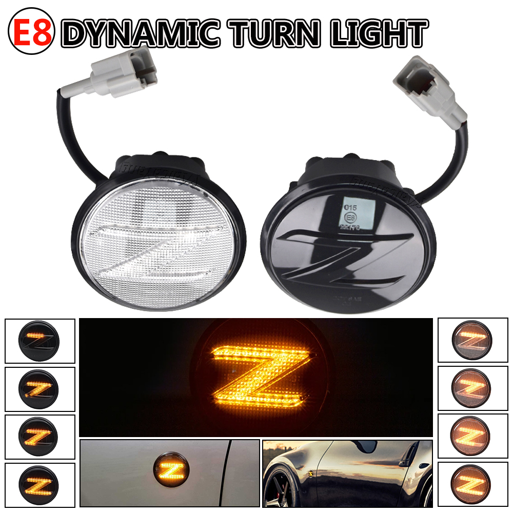 2X Led Dynamic Z Logo Side Marker Light Signal Sequential Blinker For Nissan Nismo 370Z 350Z Coupe Z34 Z33 2003-2020Accessories