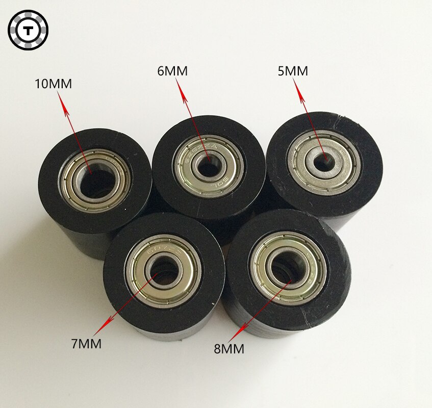 2 stuks/partij lagers tpu pu polyurethaan 635zz kogellagers assemblagelijn rolwiel 5*30*30mm od 30mm pu katrol
