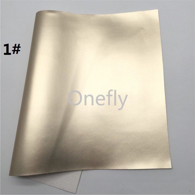 Onefly-Hojas de tela de sirena para bolsos y zapatos, cuero sintético dorado de 21x29cm, cuero metalizado liso, con lazo, AQ075: 1