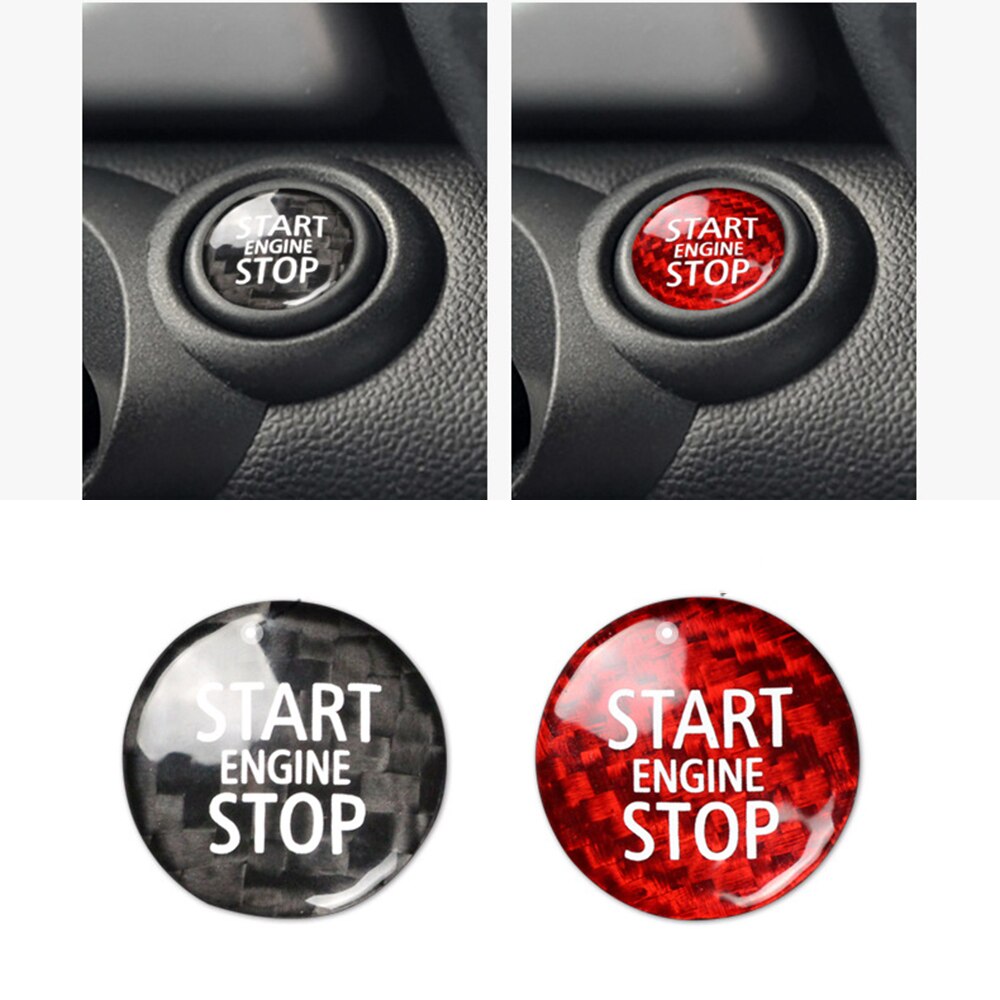 Fibra de carbono interior do motor start stop push button capa guarnição start stop um botão para mini cooper r55 r56 r58 r60