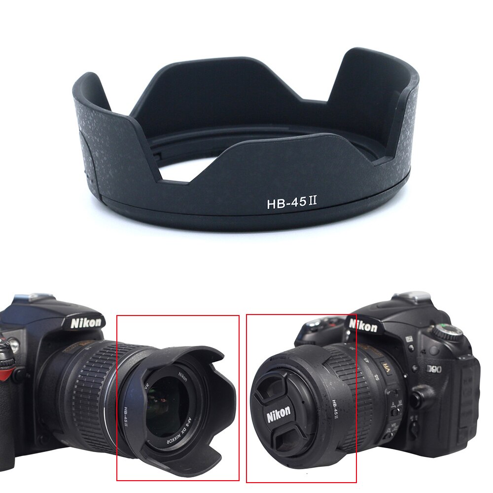 HB-45II 52Mm Zonnekap Hb 45II HB-45 Ii Omkeerbare Camera Lente Protector Voor Nikon D3200 D3100 D5100 D5200 18-55Mm Accessoires