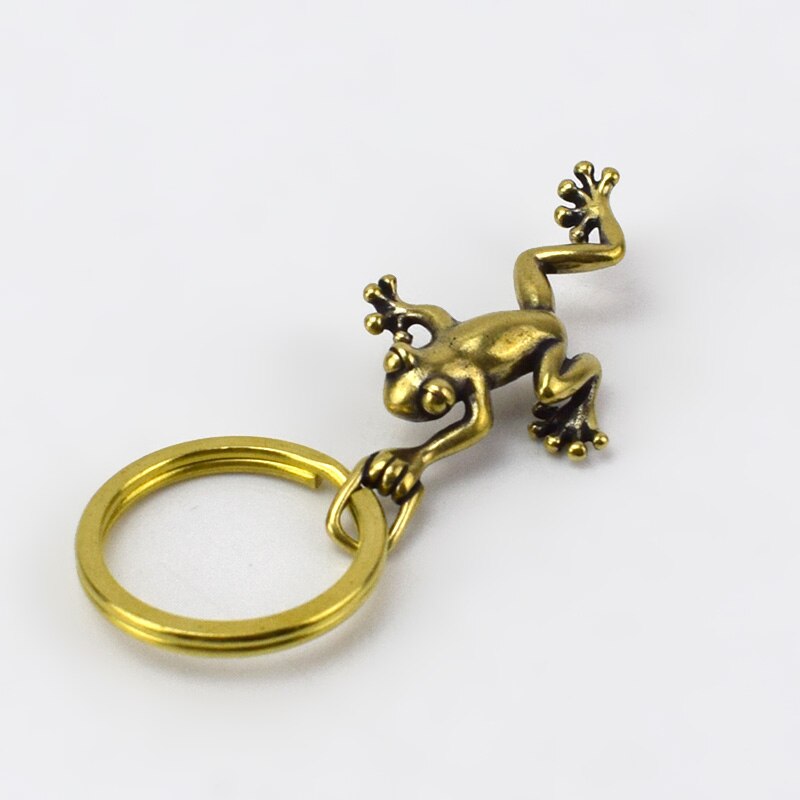 2pcs Eco-Friendly Retro Solid Brass Frog Keychain Hooks Wallet Chain Belt Buckle For Women Men Keyring Pendant Christmas: oringfrog