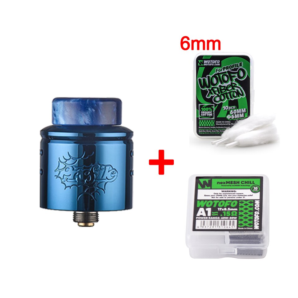 Atomizador Original Wotofo 1,5 RDA con 10 Uds bobina de malla nexMESH 6mm algodón 510 vaporizador atomizador de tanque VS perfil RDA: blue / CHILL 0.15Ohm