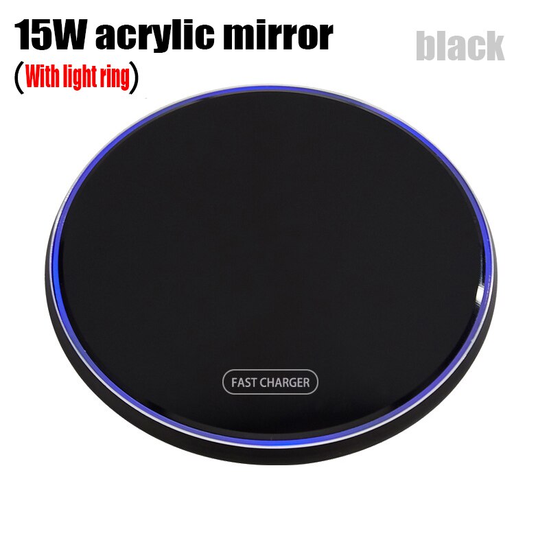 Qi wireless fast charger ultra-thin metal pad 15W wireless fast charger for iPhone13por Huawei Android Samsung S9 Note8 adapter: 09 15W Mirror