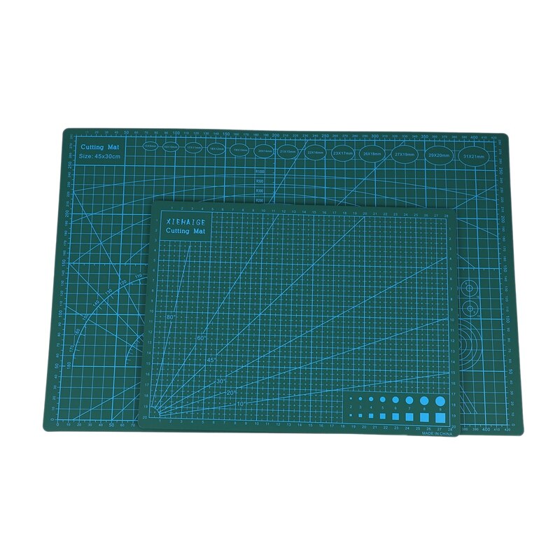 2 uds A3/A4 PVC cuadrícula rectangular líneas herramienta de estera de corte almohadilla de corte de doble cara métrica/Imperial para tarjetas de papel artesanías de tela (45cm: Default Title