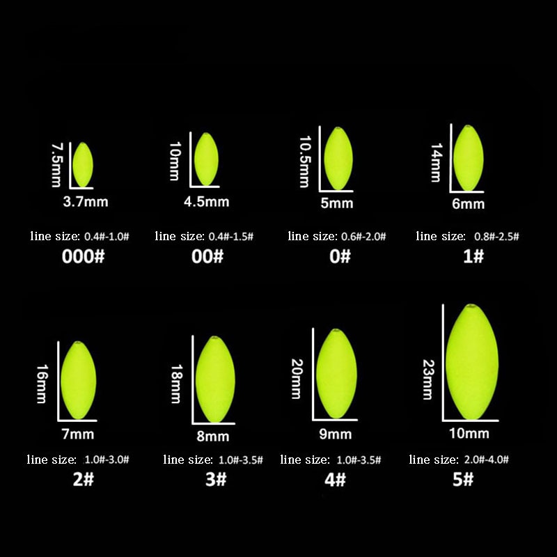 5 Packungen/viel Fluoreszierende Mini Angeln schweben Sieben-sterne schweben Oval Raum Bohne Schwimmer Karpfen Angeln zubehör B189