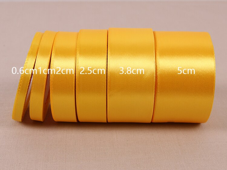 6mm 10mm 15mm 20mm 25mm 40mm 50mm Goudgeel Zijde Satijn Linten Kerst bruiloft Decoratie Cadeau Inpakken DIY Linten