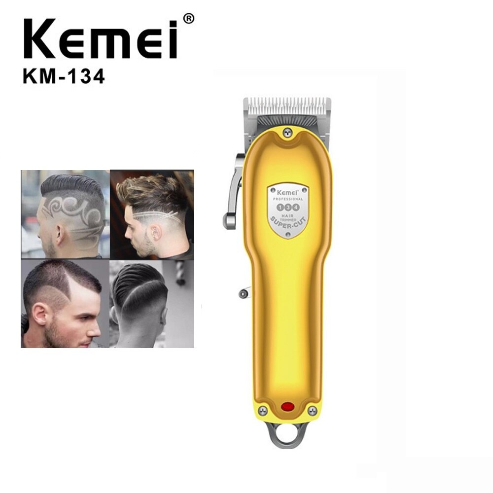 Mænds elektriske hårklippere klipper trådløse klipper voksne barbermaskiner hårtrimmere hjørne barbermaskine frisør kemei: Km -134 guld