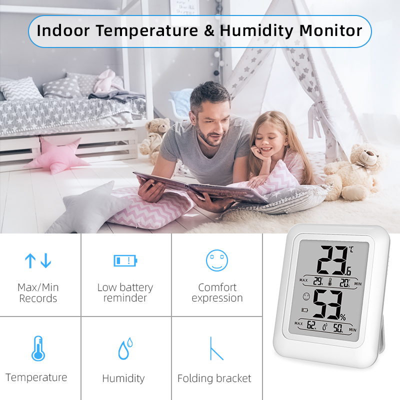 LCD Digital Thermometer Temperature Humidity Sensor Hygrometer Thermometer Detector Indoor Outdoor Home Weather Station