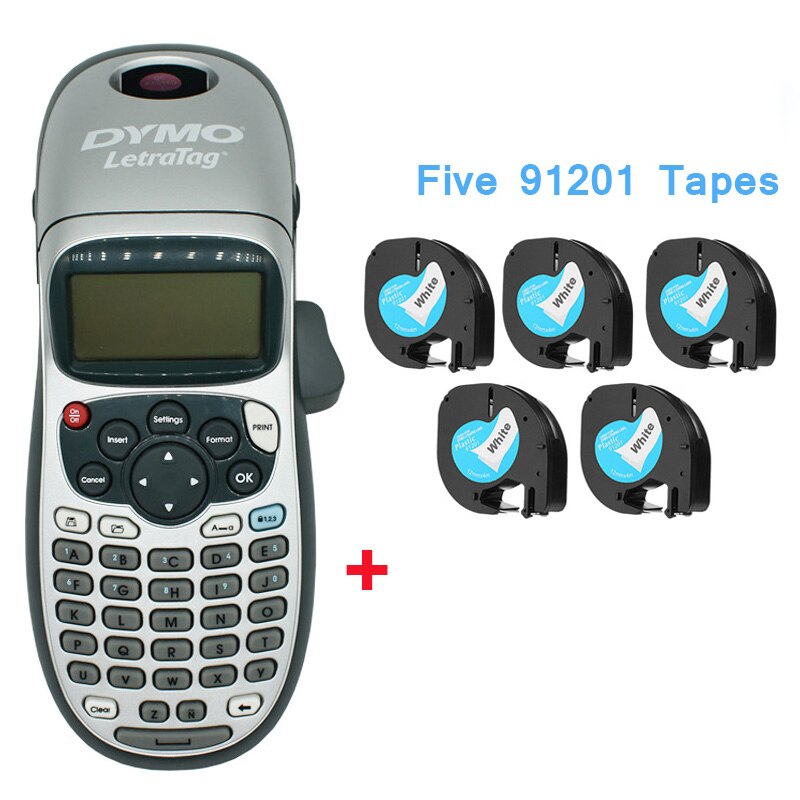 Dymo-LetraTag LT-100H fabricante de etiquetas portátil, Compatible con Letra Tag 91201 91200 12267 91202, adaptador de etiquetas 9V 2A, 12mm